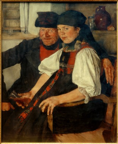 W. Leibl, Older Farmer and Young Girl by Wilhelm Maria Hubertus Leibl